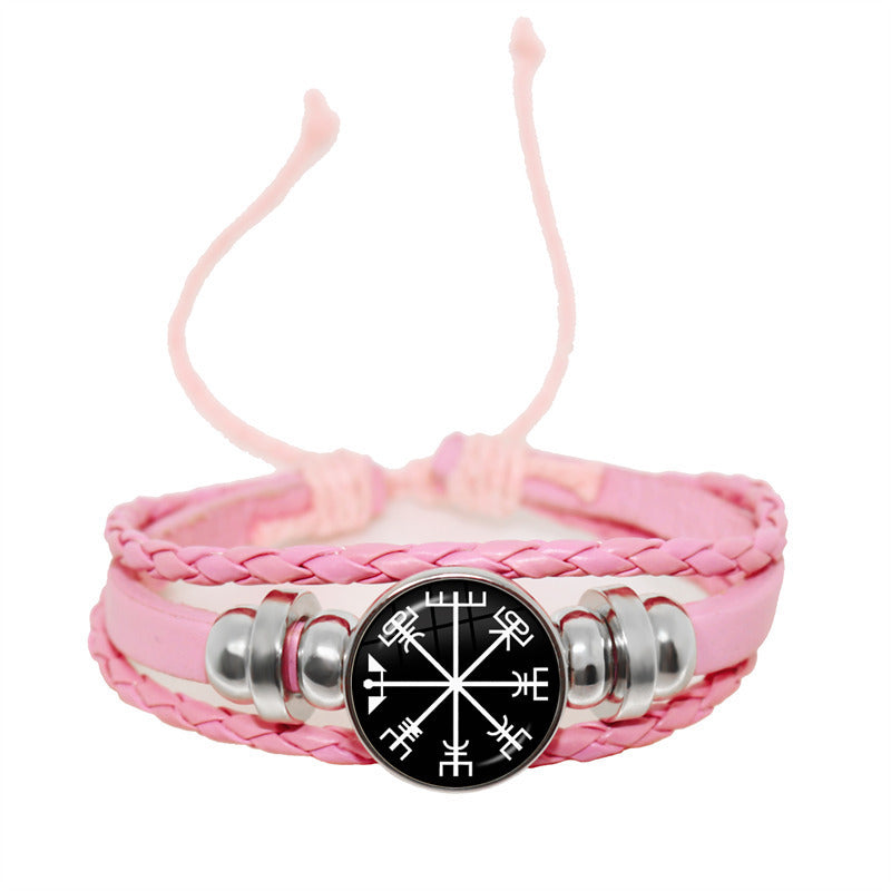 Unisex Leather Bracelet Retro Geometric Pattern Adjustable Woven Strap Wristbands Fashion Jewelry Everyday Use