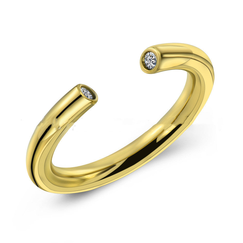 Simple Titanium Steel Ring With Gold Inlay And Diamond Accent For Sizes Six Seven Eight Nine Ten For Daily Use