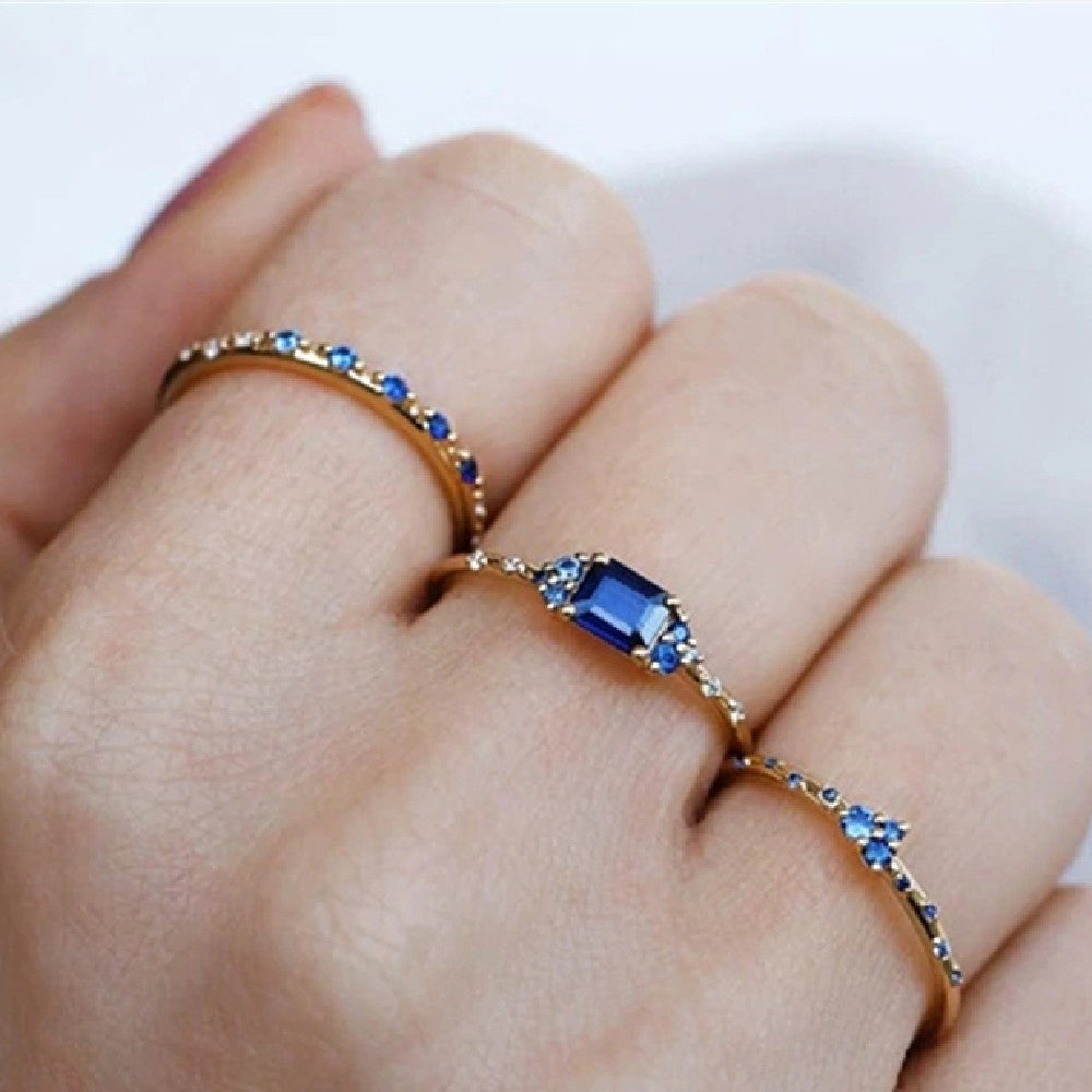 Gold Plated Geometric Cluster Ring For Women Silver Base Electroplated Intricate Design Fashion Jewelry Wear Everyday