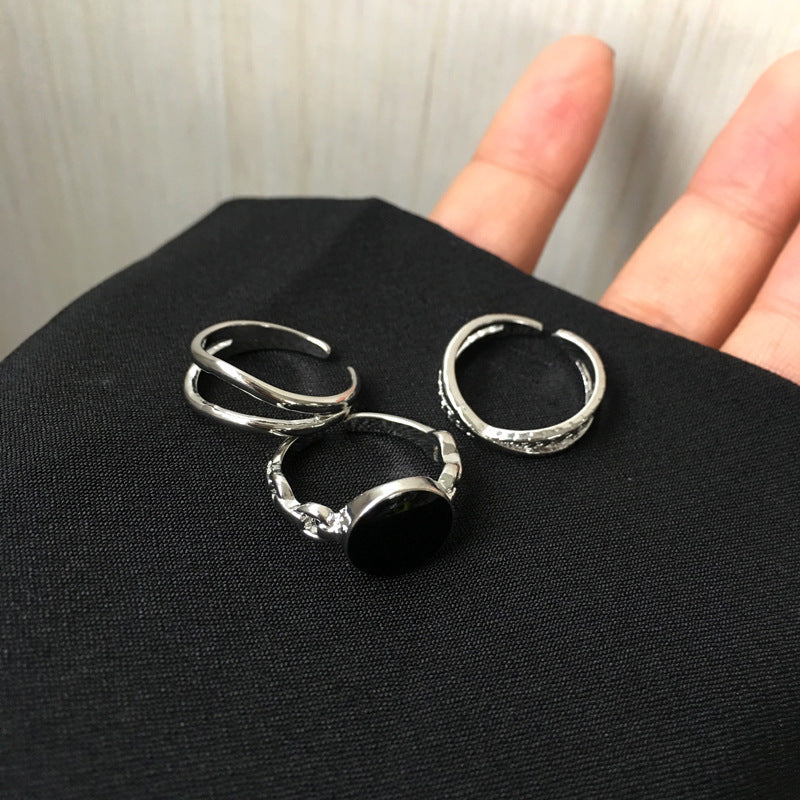 Geometric Ring Set for Women Alloy Rings for Index Finger European American Style Temperament Jewelry Set Gold