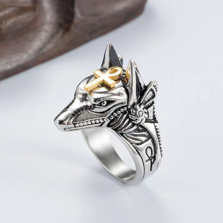 Mens Vintage Titanium Steel Anchor Ring Polished Silver Retro Punk European American Fashion Jewelry Vintage Look