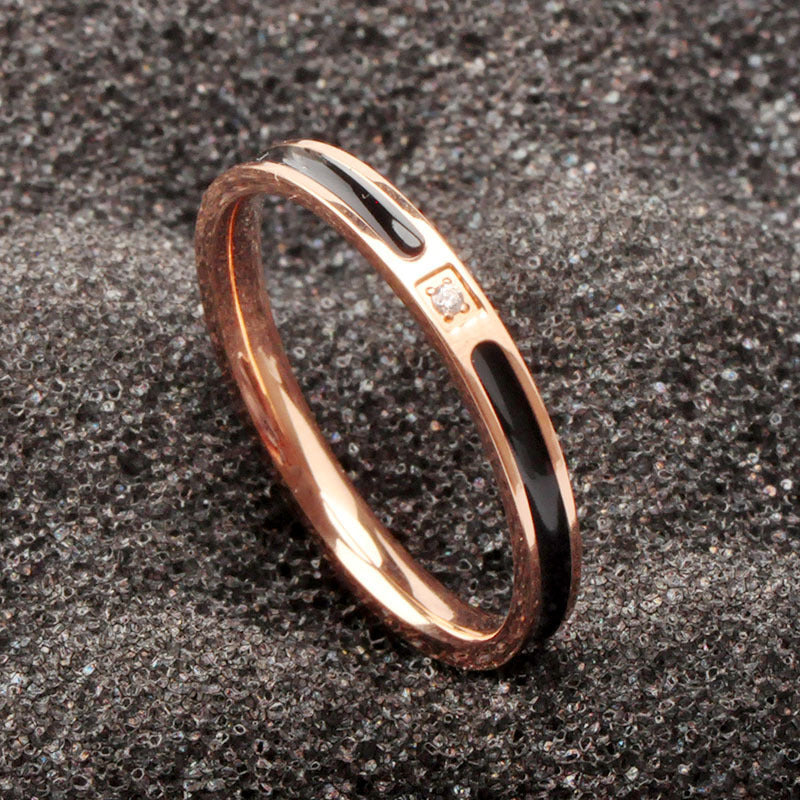 Rose Gold Titanium Steel Ring Geometric Simple Jewelry Gift