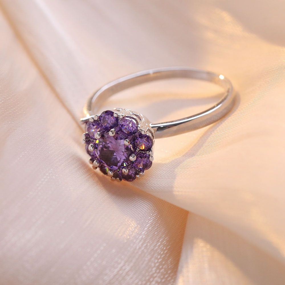 Women Crown Ring Zircon Inlaid Rotating Adjustable Copper Electroplated Jewelry Accessory Elegant Fashionable