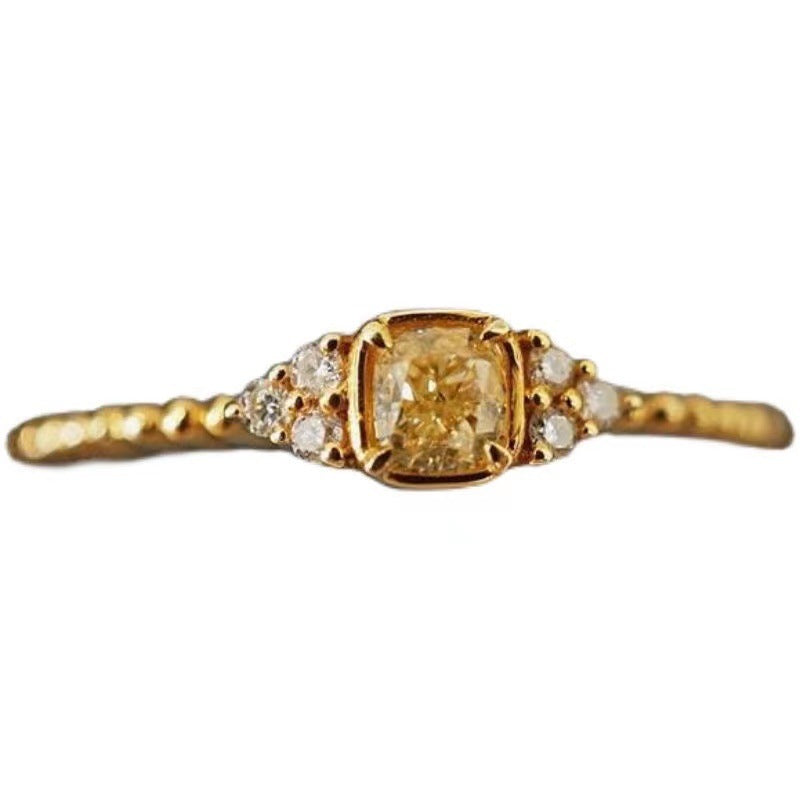 Womens Adjustable Citrine Open Ring Copper Band Geometric