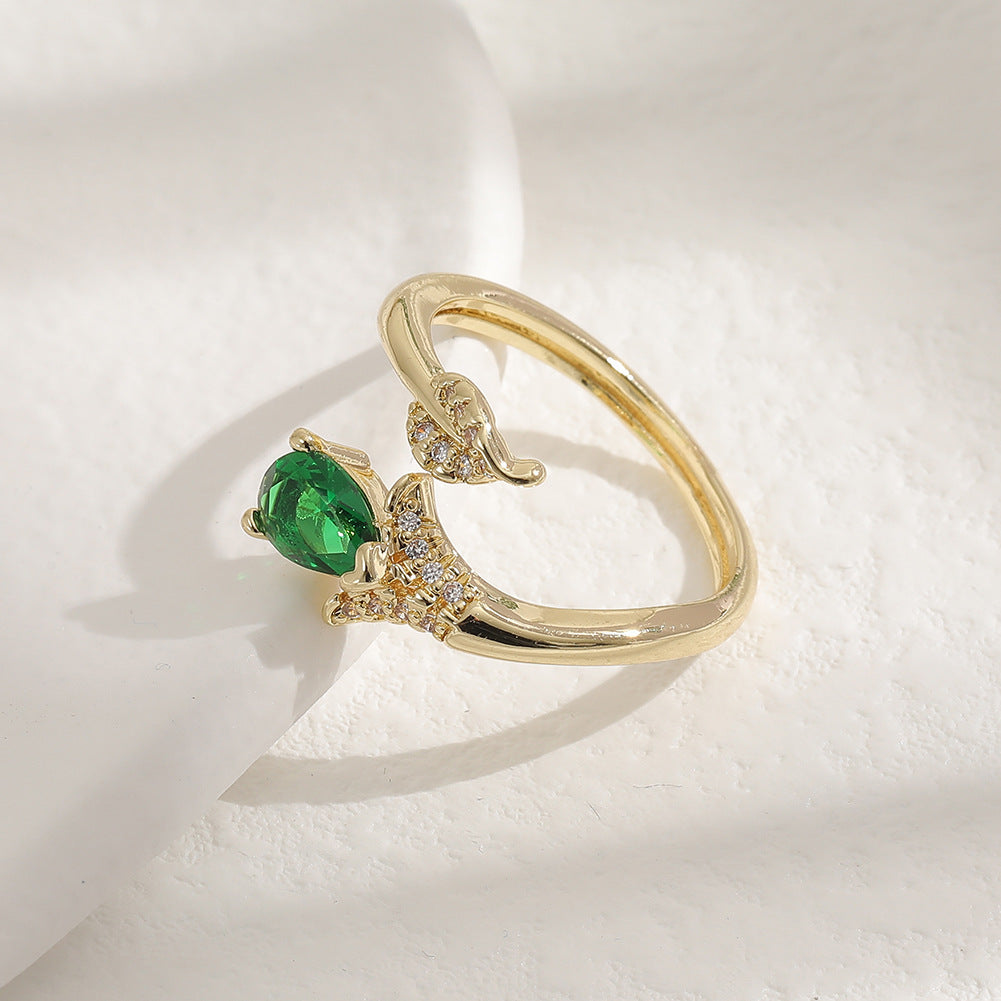 Women Copper Plated Zircon Ring Adjustable Opening European Style Fashion Jewelry Gifts For Her Everyday Style