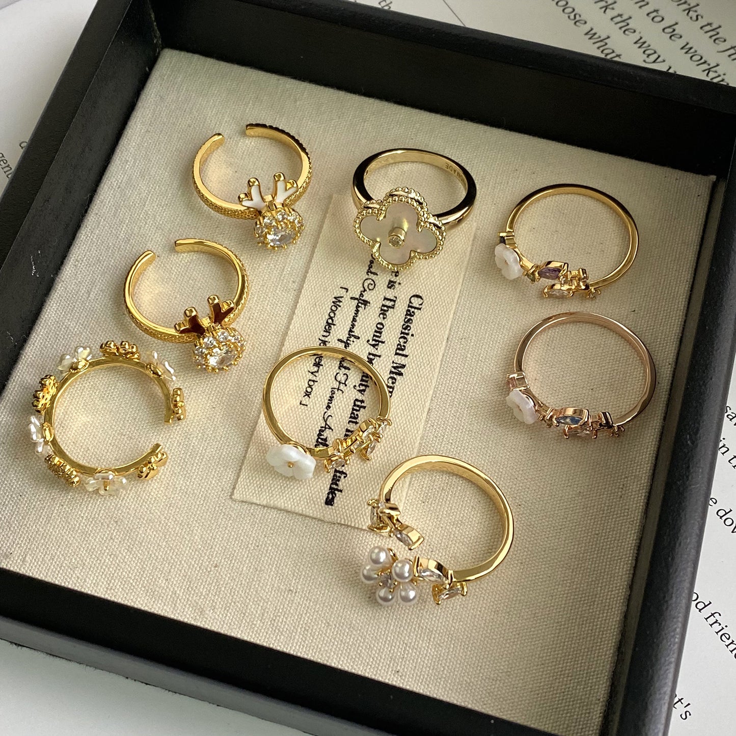 Womens Ring Korean Style Sweet Elegance Floral Geometric Copper Electroplated Durable Jewelry For Daily Use Now