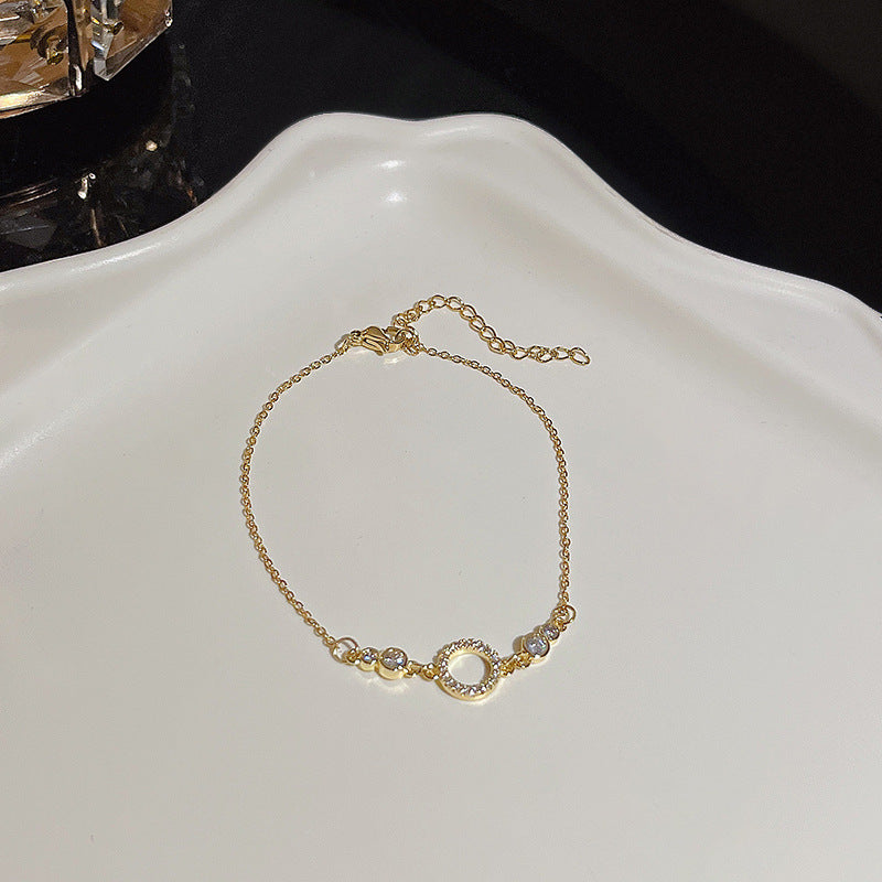 Womens Copper Bracelet With Zircon Flower Pearl Elegant Electroplated Bracelet Affordable Jewelry Gift For Her