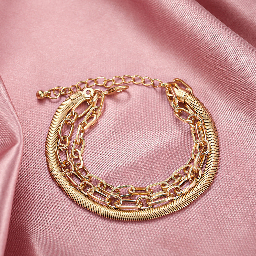 Geometric Design Womens Anklet Bracelet Alloy Ankle Chain with Lock Key and Pearl Everyday Wear Fashionable Everyday