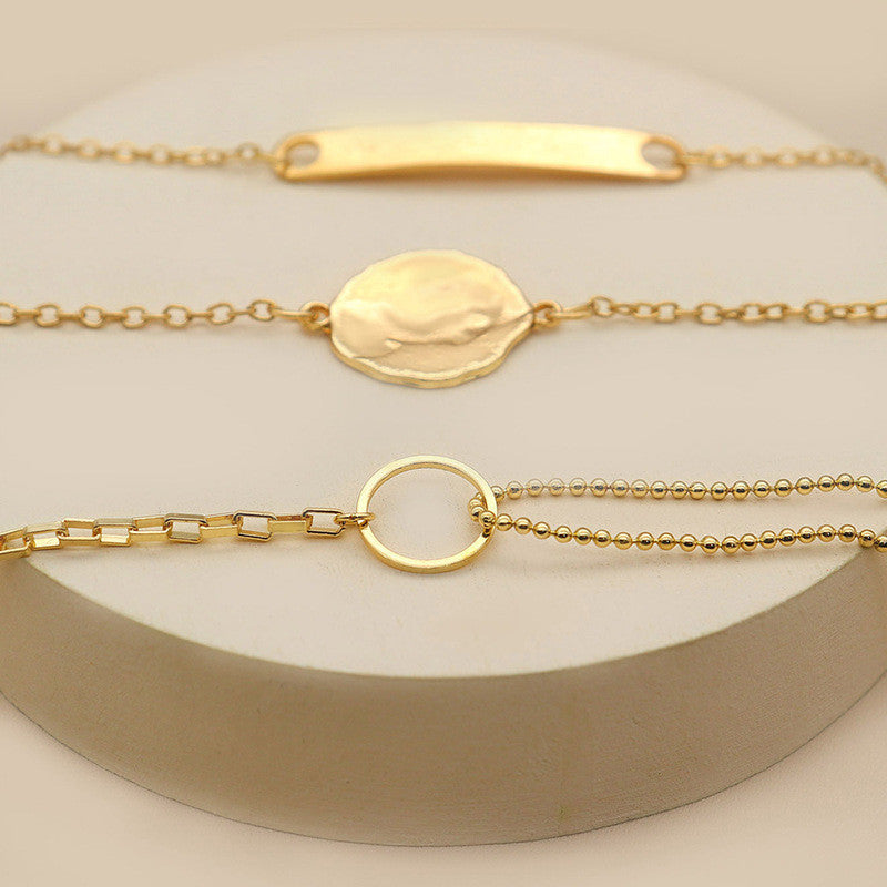 Womens Geometric Bracelet Set Round and Square Alloy Jewelry Set of Five European Styles Elegant Jewelry Craft