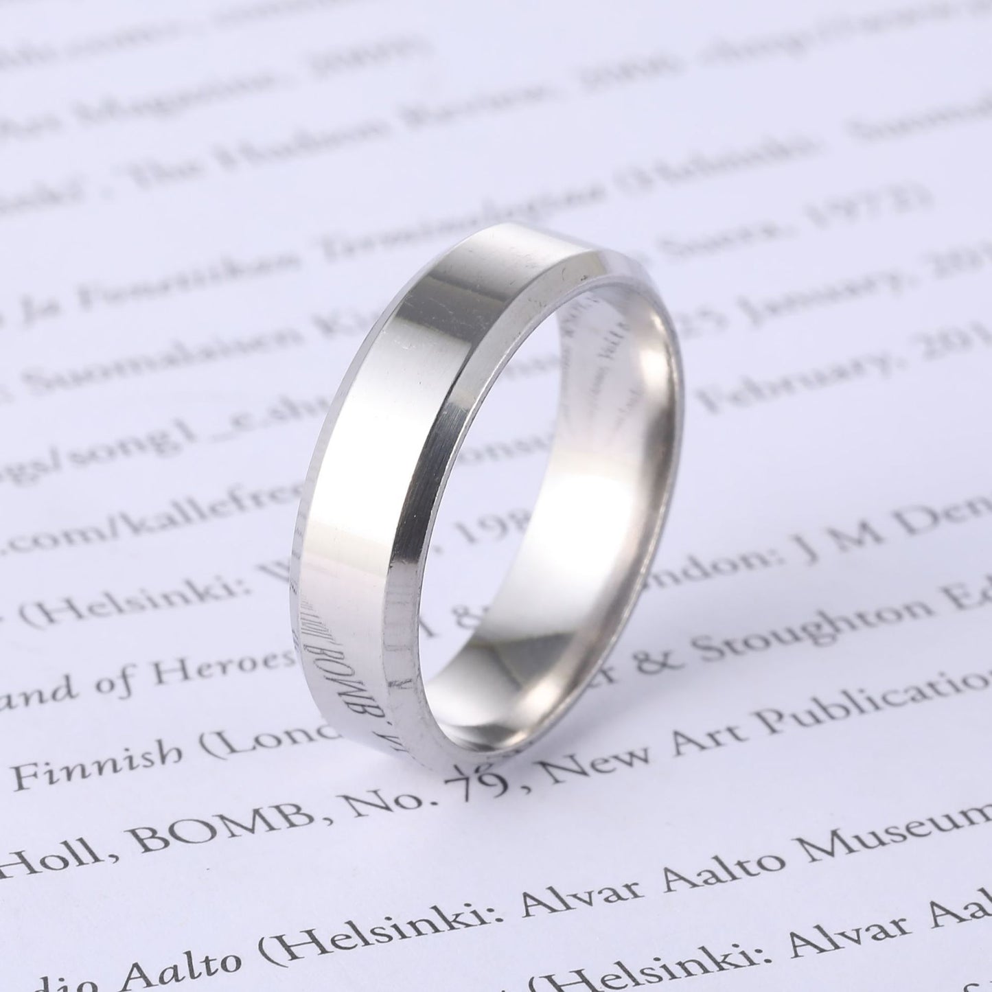 Unisex Stainless Steel Ring Durable Band With 6mm Bevel Colors Gold Blue Black Size 6 7 8 9 10 11 12 Individually Packed