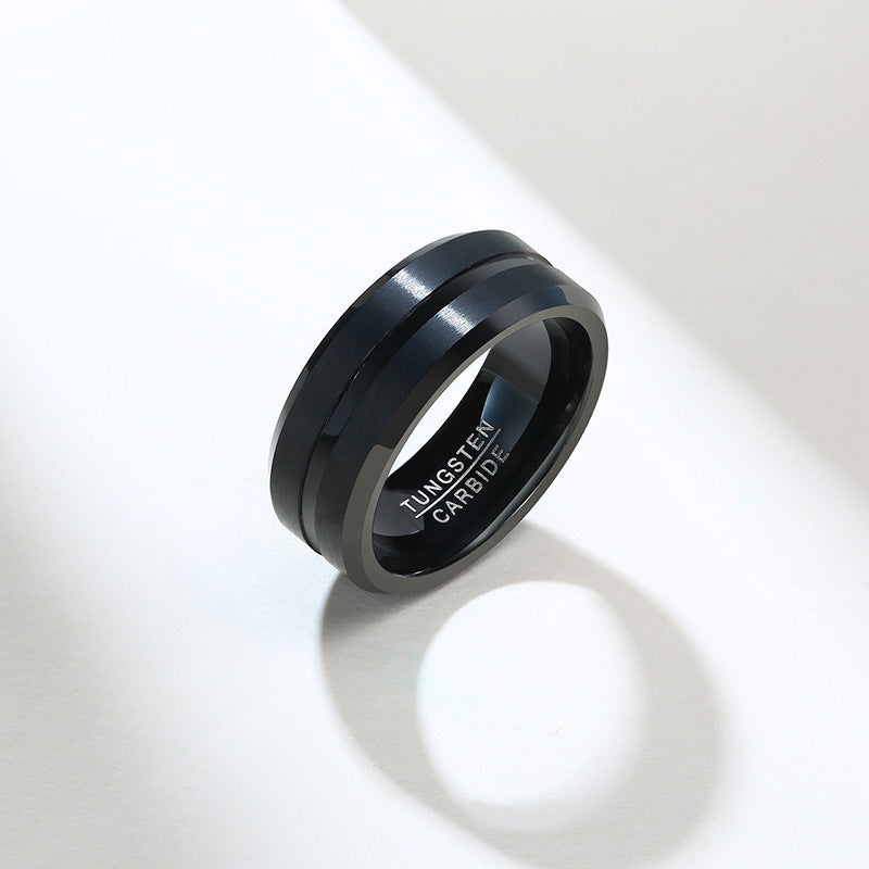 Mens Tungsten Steel Ring For Men Durable Fashion Accessory Trendy Everyday Wear Black Everyday Casual Comforts