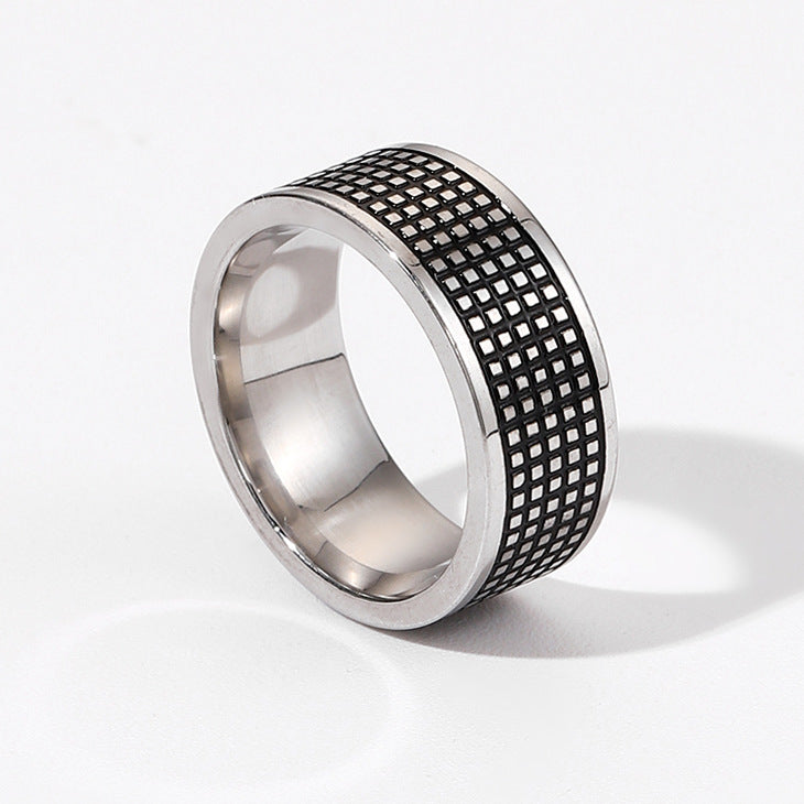Geometric Titanium Ring Unisex Electroplated Band Jewelry