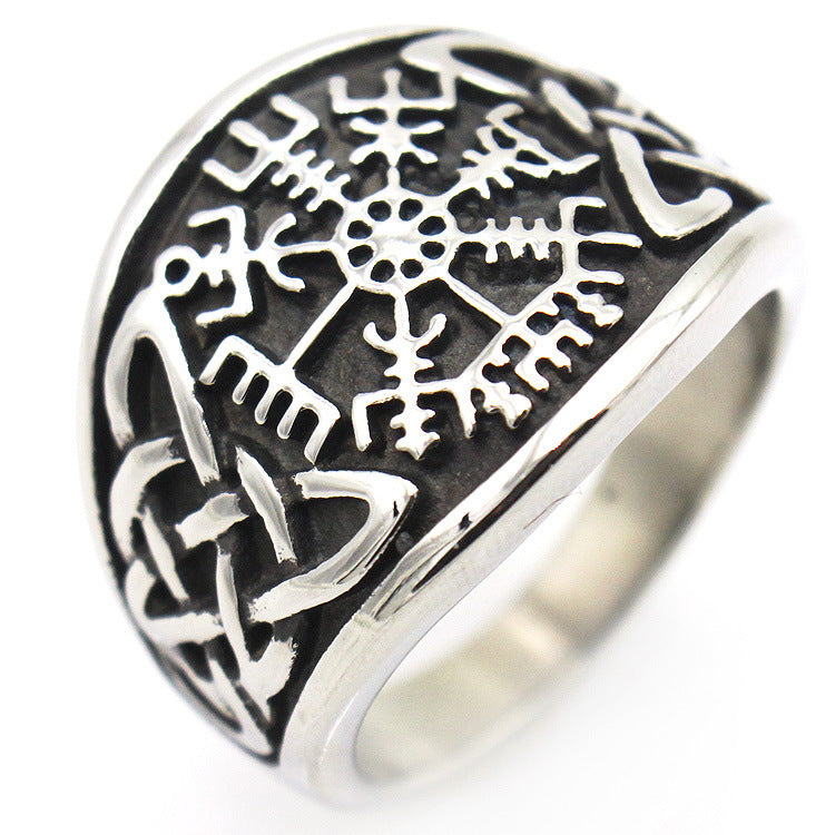 Totem Ring for Men Titanium Steel Vintage Mythology Style