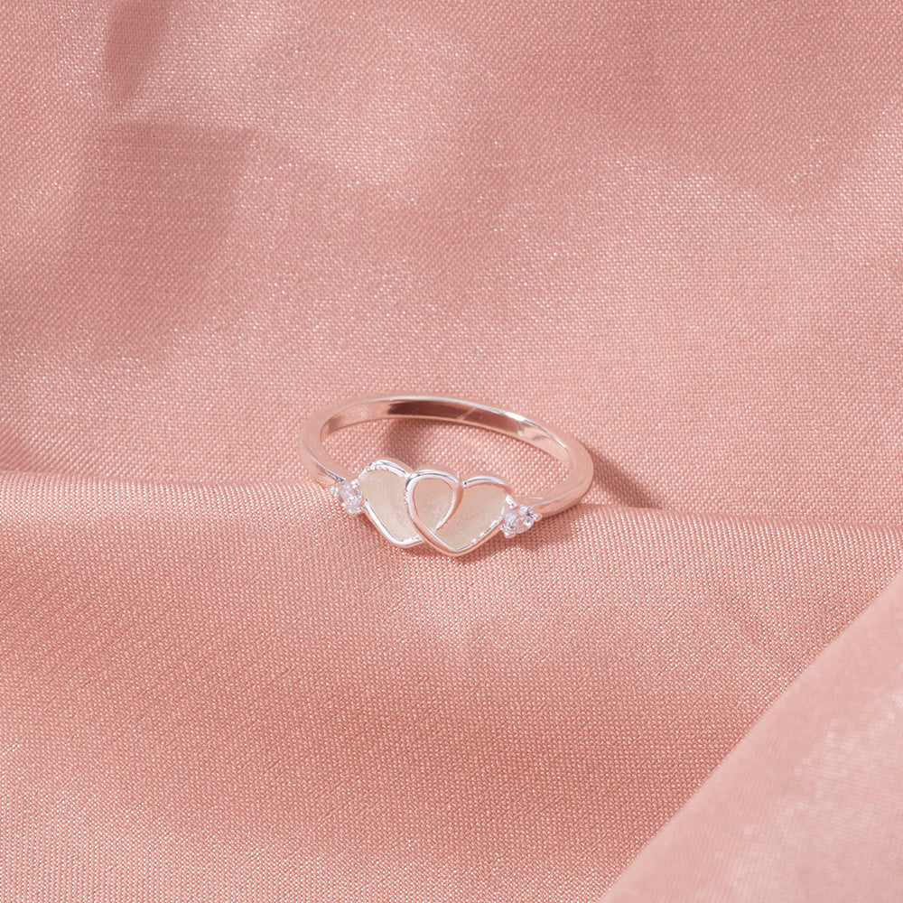 Glow In The Dark Heart Ring For Lovers Adjustable Copper Electroplated 17mm Inner Diameter Romantic Jewelry Gift