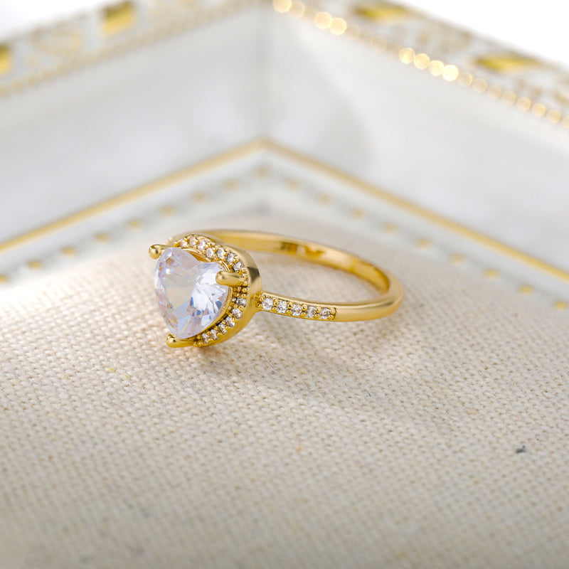 Large Zircon Heart Ring For Women Wedding Gift Elegant Jewelry Perfect For Anniversary Daily Wear Elegant Glow