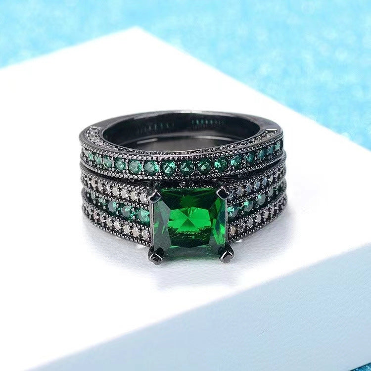 Womens Couple Ring Set Engagement Promise Rings Durable Alloy Geometric Design Electroplated Fashion Jewelry Elegant