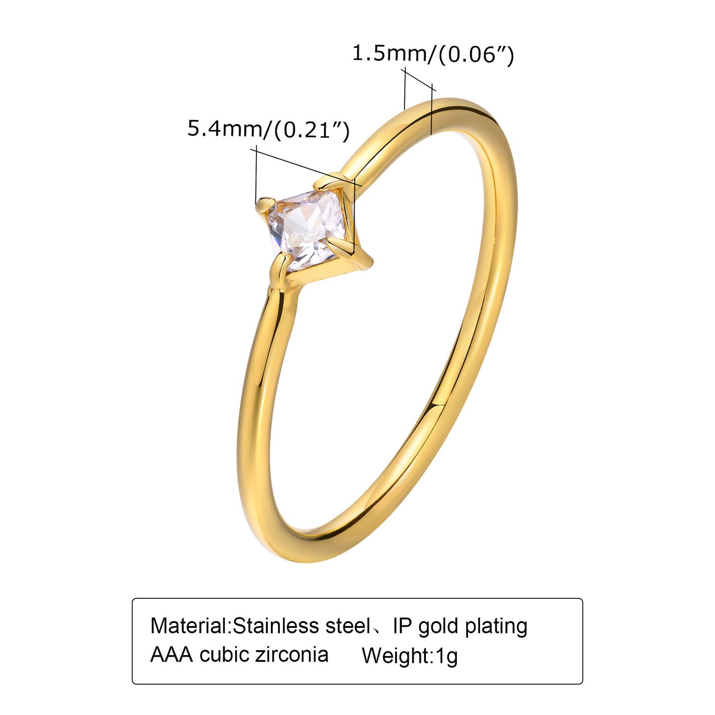 Stainless Steel Zircon Ring For Women Gold Jewelry Gift