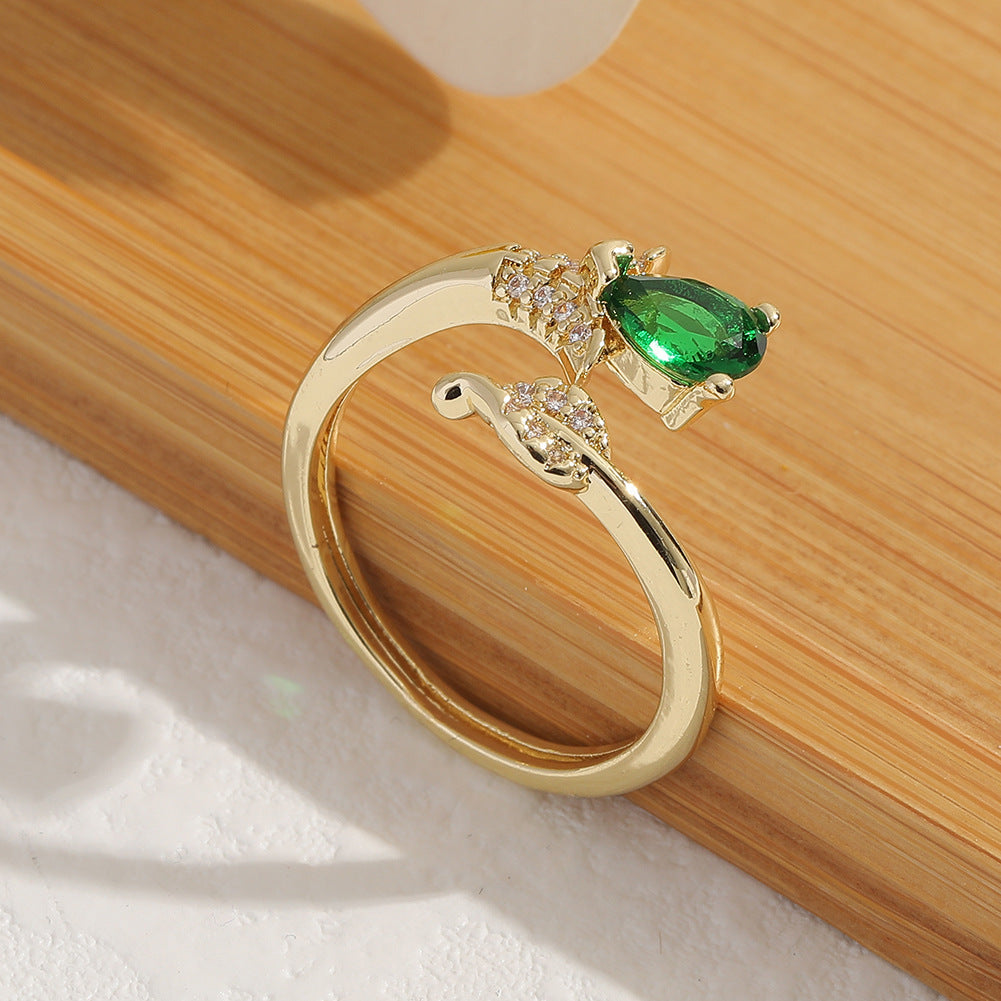 Women Copper Plated Zircon Ring Adjustable Opening European Style Fashion Jewelry Gifts For Her Everyday Style