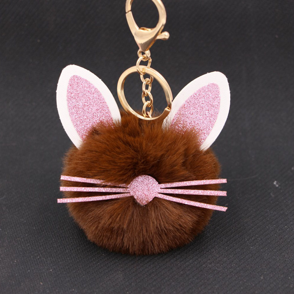 Plush Kitten Keychain Cute Cat Pendant Alloy Key Ring Women Adorable Bag Charm Accessory Trendy Gift Ideas Cat