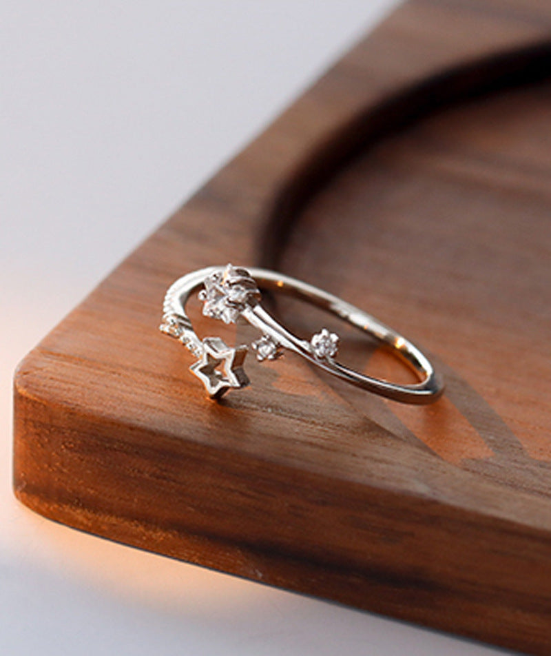 Women Star Ring Adjustable Open Design With Inlaid Zircon Copper Ring 3A Jewelry Gift For Her Star 5mm Shimmer