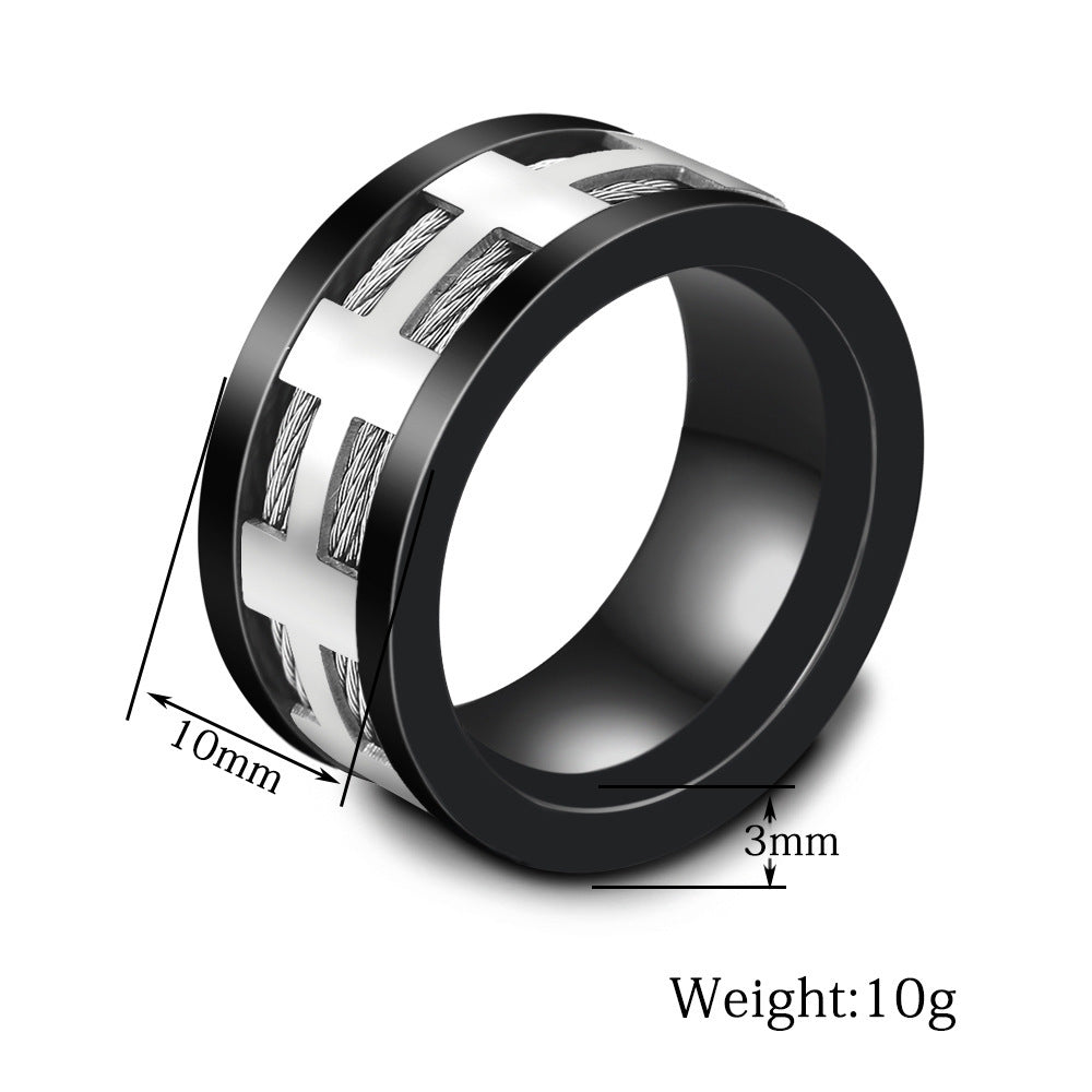 Men's Titanium Steel Ring Cable Rope Design Band Fashion Jewelry Black Ring for Him Mens Ring Gift Idea Tail Ring Unique Ring Design