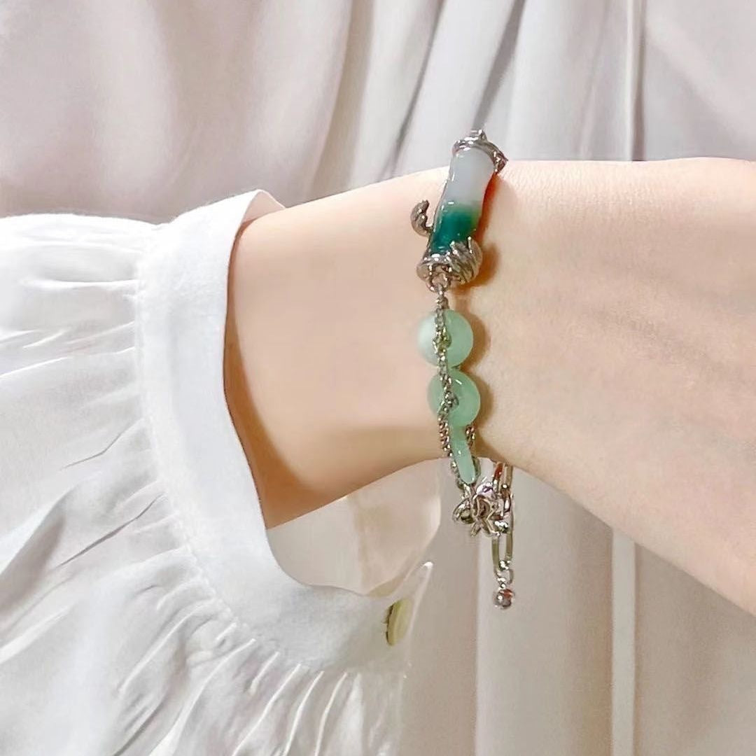 Unisex Alloy Bracelet With Bamboo Buckle Rhombus And Drop Shape Electroplated Finish Jewelry For Men And Women