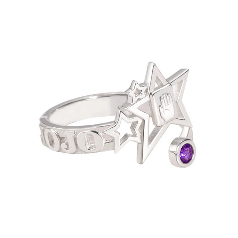 Star Shape Alloy Ring Purple Crystal Unisex Jewelry Fashion Ring Gift For Couple Unisex Gift For Every Style U