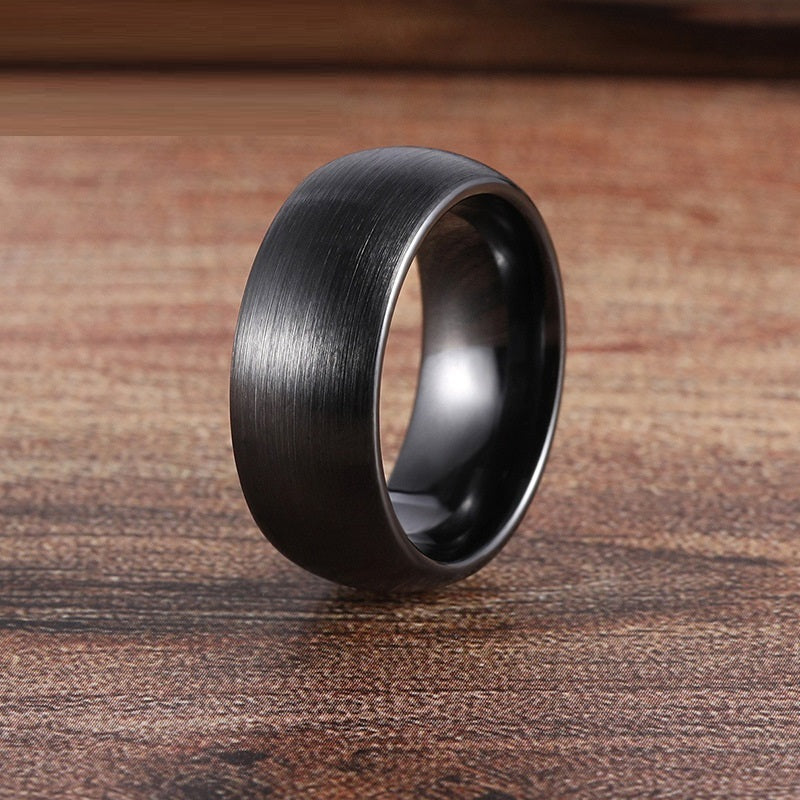 Men's Black Ceramic Ring Trendy Geometric Jewelry Band Simple Fashion Ring for Him Round Design Sizes 4 to 14