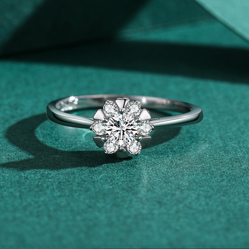 Sterling Silver Ring 925 White Gold Plated Zircon Gem