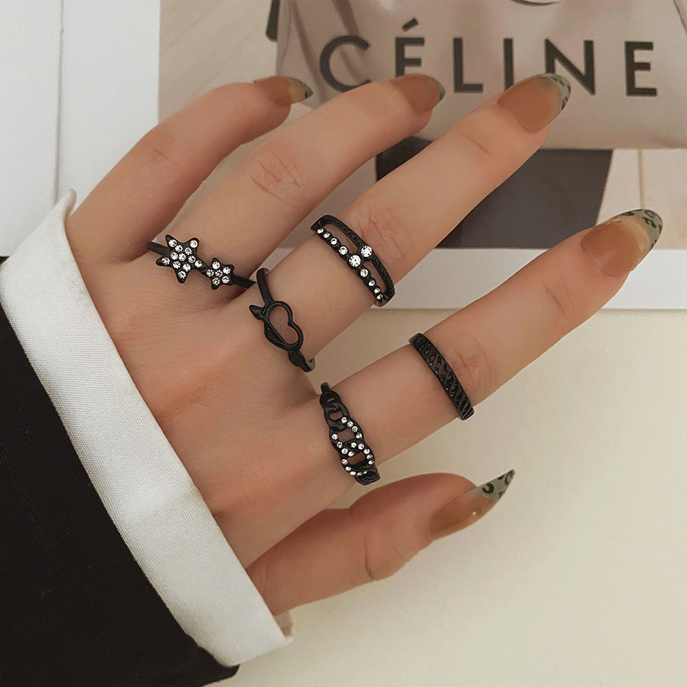 Womens Vintage Rings Set Geometric Snake Cross Jewelry