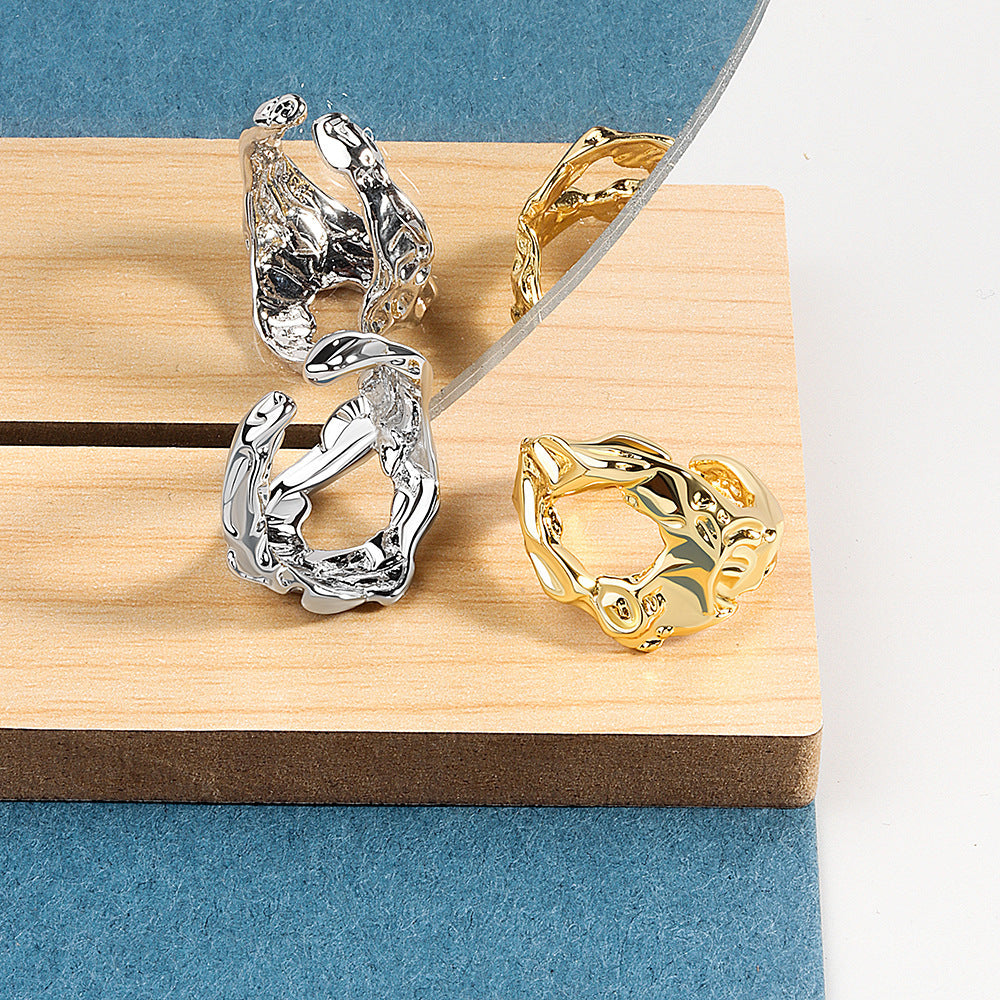 Womens Adjustable Copper Ring Hollow Geometric Ring Elegant Platinum Gold Ring Jewelry Gift For Women Elegant