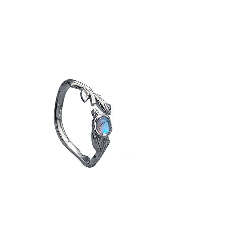 Adjustable Opening Silver Couple Rings With Rose Of Thorns Design Artificial Moonstones For Men And Women Today