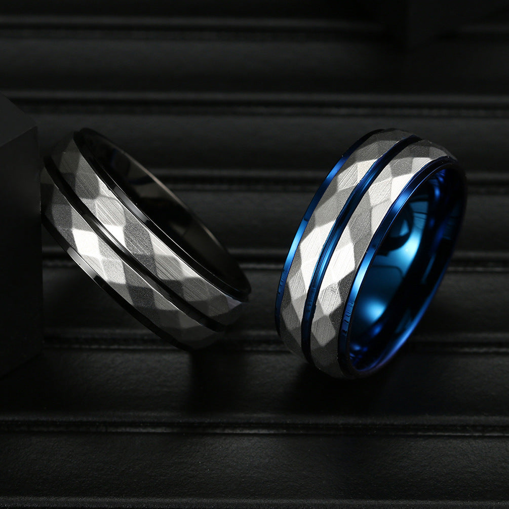 Mens Titanium Steel Floral Tungsten Ring Durable Quality European Inspired Fashion Jewelry For Daily Wear Chic