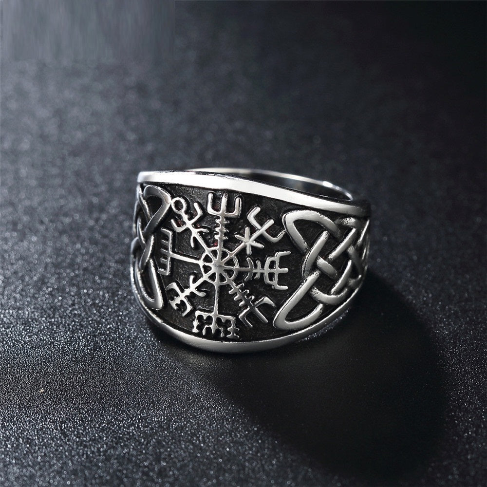 Retro Heavy Metal Nordic Viking Mens Titanium Steel Ring