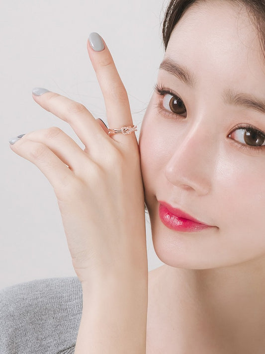 Copper Index Finger Ring For Women Adjustable Opening Electroplated Rose Gold White Gold Fashionable And Plain