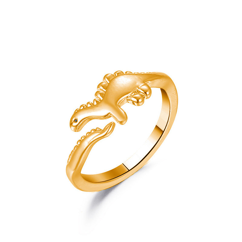 Gold Dinosaur Ring Adjustable Open Animal Ring Cute Zinc Alloy Fashion Ring For Women And Men Party Favor Ring