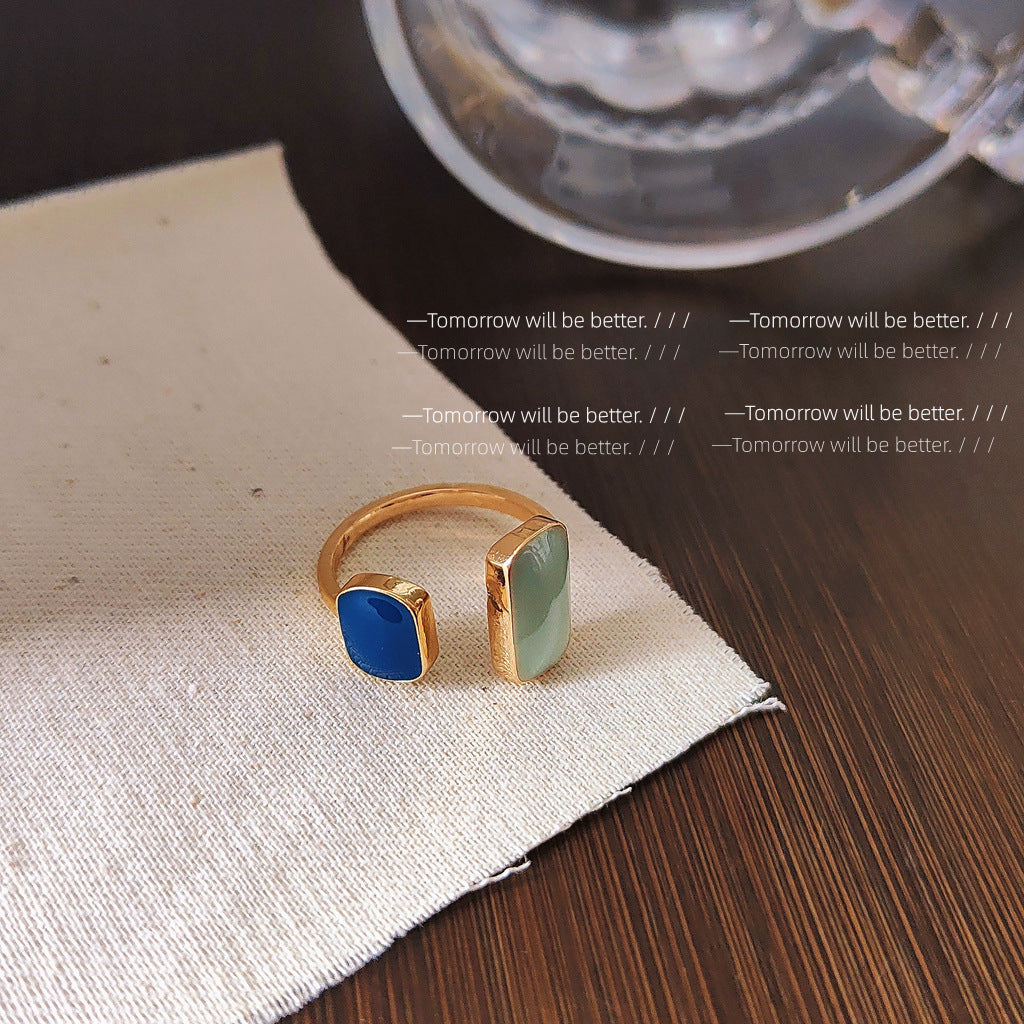 Womens Adjustable Copper Ring Dripping Oil Design Elegant Fashion Jewelry For Everyday Wear Shine Copper Finish Ring