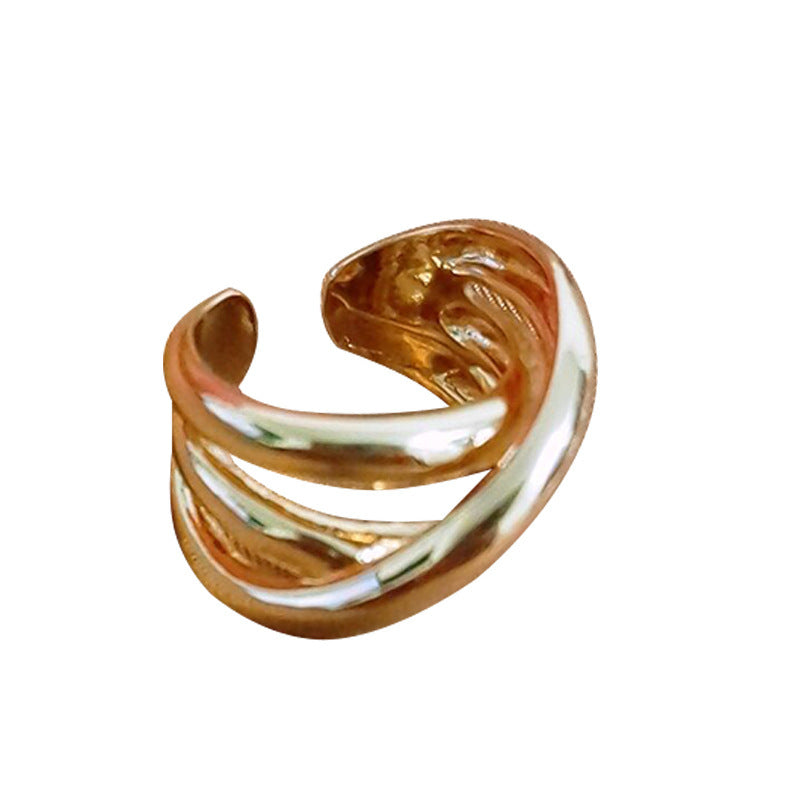 Retro Fashion Cross Multilayer Big Ring Alloy Material Style European And American Women Free Size Alloy Style