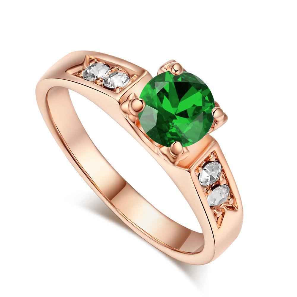 Geometric Zircon Inlaid Copper Ring for Women Jewelry