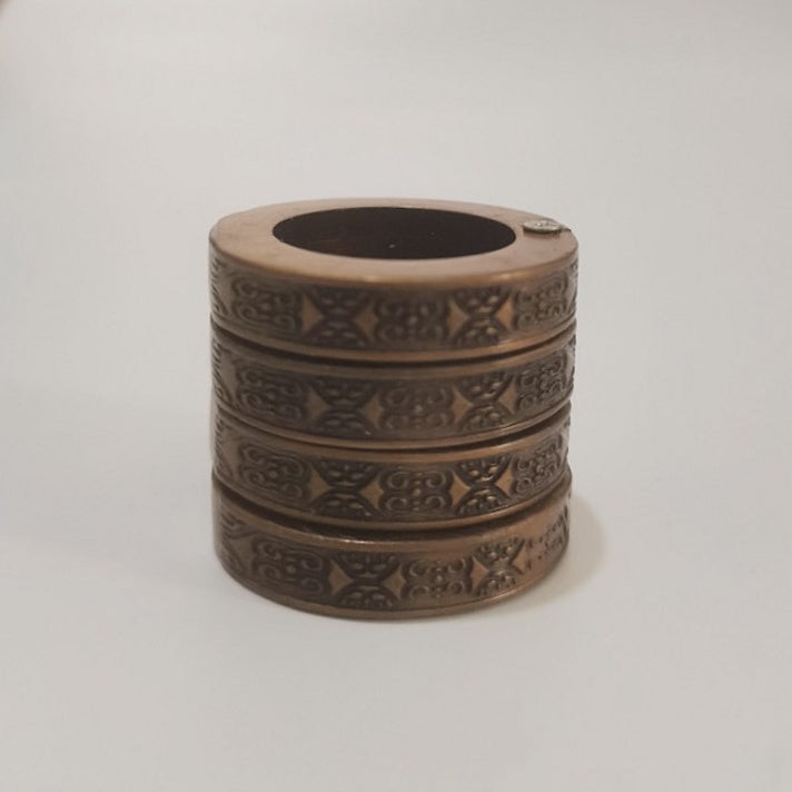 Round Lettering Old Bronze Ring Set 4 Styles Square Bronze Silver Gray Silver Gold Includes 4 Rings Ready Pack