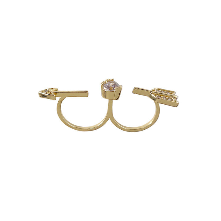 Adjustable Heart Ring With Micro Inlaid Zirconium Gold Plated Copper Geometric Design For Her Gleam Gold Shine