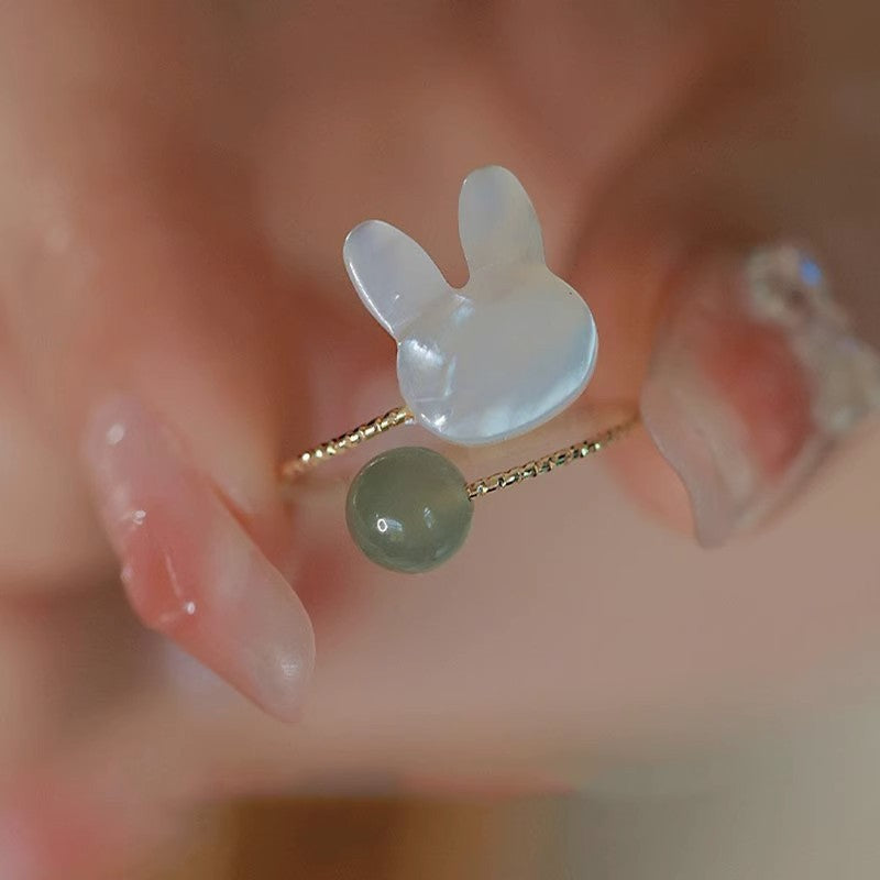 Rabbit Zodiac Sign Copper Ring Open Style Animal Design Gold Tone Ring For Everyday Wear Versatile Jewelry Cute Gift