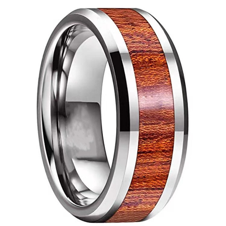 Leaf Pattern Stainless Steel Ring For Women Fashion Jewelry Silver Black Blue Rose Gold Bark Finish Elegant Gift Idea