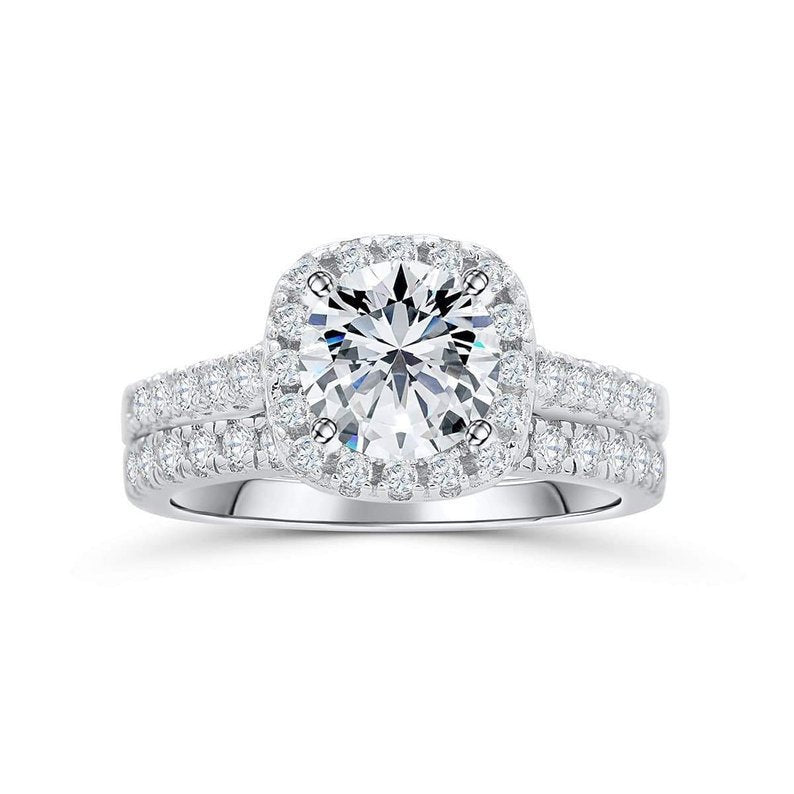 Womens Couple Rings Set Two Piece Electroplated Alloy Ring With Zircon Quadrilateral Design Gift For Her Classy