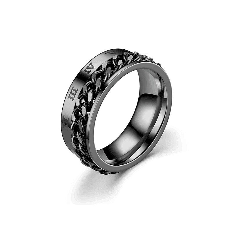 Titanium Steel Chain Ring 8mm Wide Lightweight Design Band Individually Packaged Rotary Ring For Men And Women