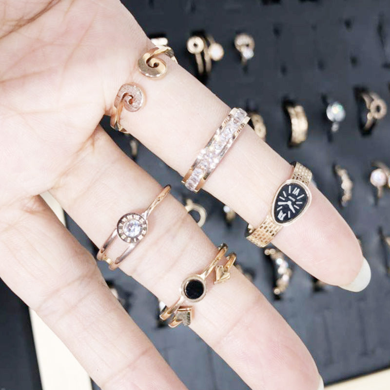 Geometric Titanium Steel Ring Rose Gold Electroplated Fashion Jewelry Unisex Everyday Band Gift For Any Occasion