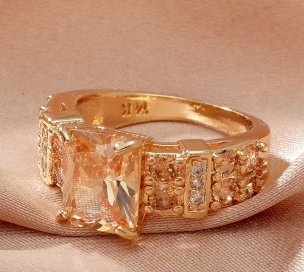 Sapphire Zircon Ring Colorful Explosion Design Copper Band Geometric European Style Sizes 6 7 8 9 10 Chic Ring