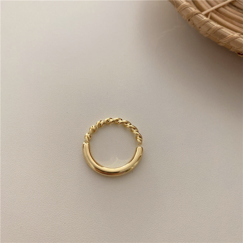 Womens Pearl Cross Ring Adjustable Gold Plated Copper Vintage Fashion Jewelry Quality Durable Versatile Vintage