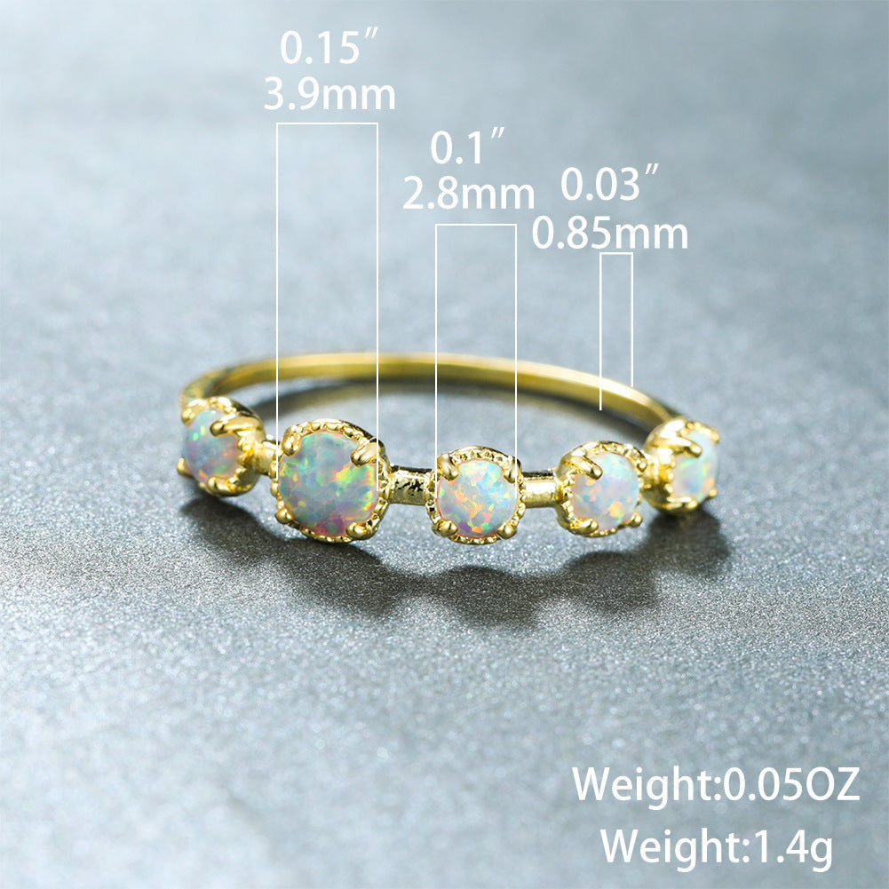 Gold Copper Ring For Women With White Opal Jewelry Size No 6 For Birthdays Holidays Weddings Elegant Accessory