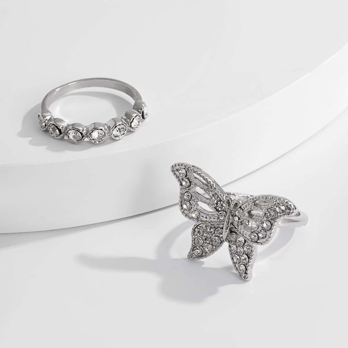 Womens Butterfly Ring Set Hollow Design Alloy Rings With Inlaid Gems For Birthday Gift Individually Packed Now